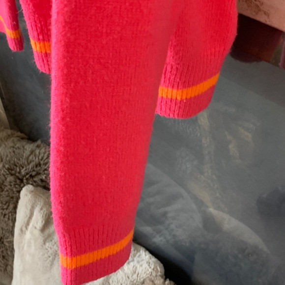 THML Raspberry Pink/Orange Sherbert Trim Subtle Nubby Sweater Size M - Picture 5 of 7